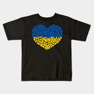 Heart shape with Ukraine flag colours - Support Ukraine Kids T-Shirt